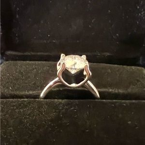 Elegant Silver Ring With GRA Certified 2CT VVS1  Moissanite Diamond  Adjustable